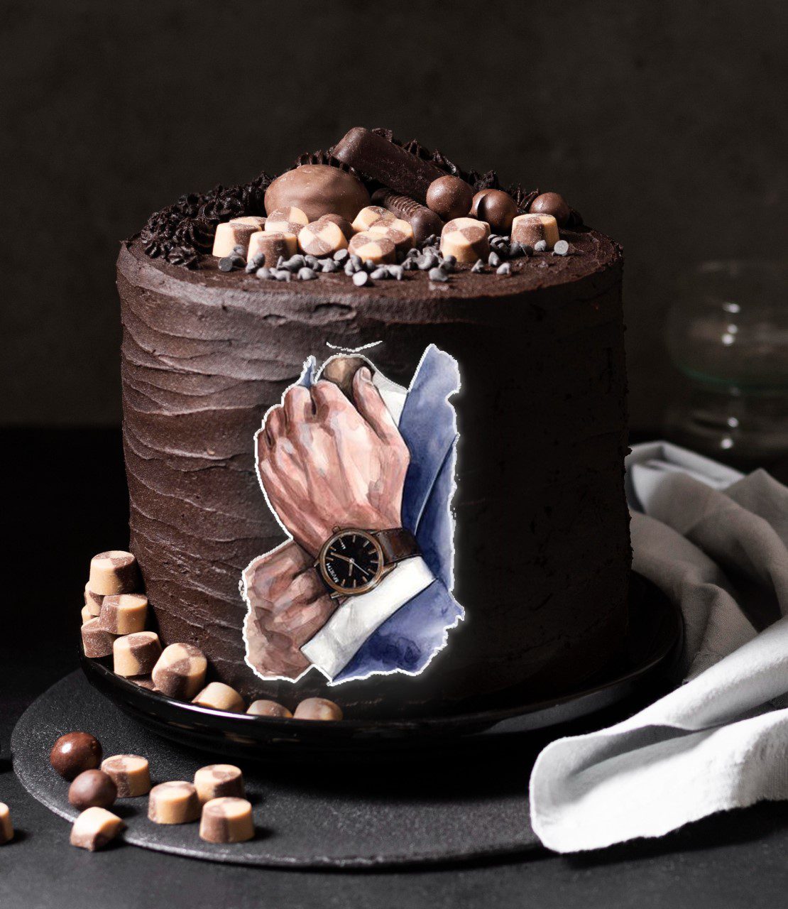 front-view-chocolate-cake-concept (1) A4 fondantlap design - Image 1