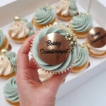 Akril cupcake korong Boldog születésnapot felirattal(rose gold)