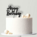 Happy birthday műanyag tortabeszúró (fekete-fehér)