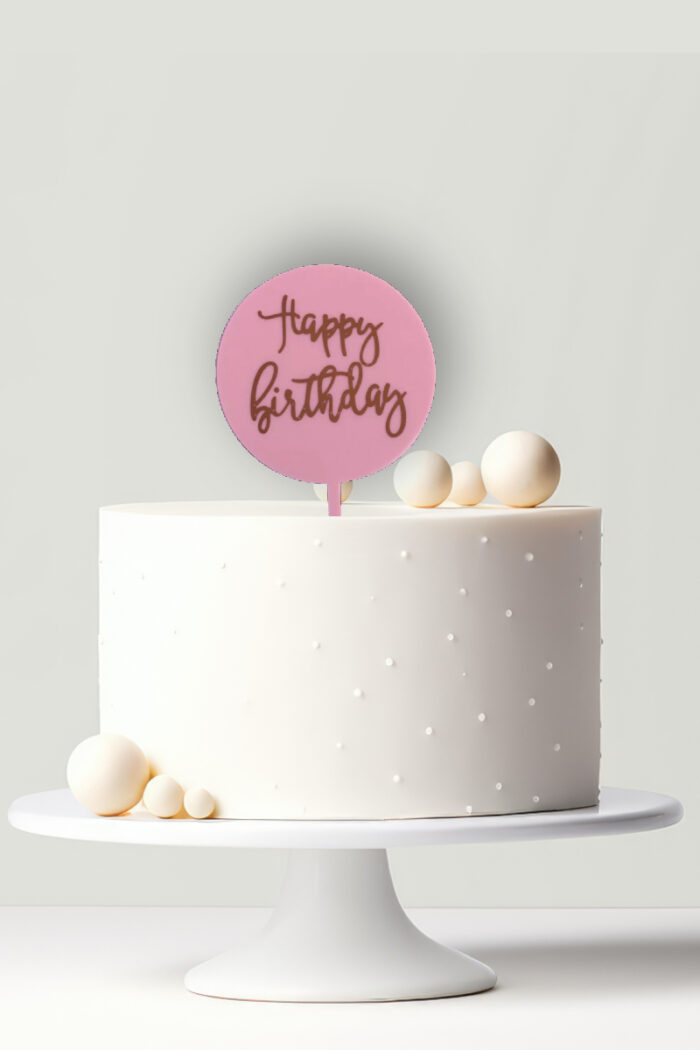 Happy birthday műanyag tortabeszúró (pink - arany) - Image 1