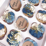 Akril cupcake korong Happy birthday felirattal (rose gold)