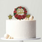 Happy Birthday  tortabeszúró szett - Rózsás