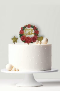 Happy Birthday  tortabeszúró szett - Rózsás