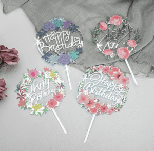 Happy Birthday  tortabeszúró szett - Rózsás (ezüst) - Image 2