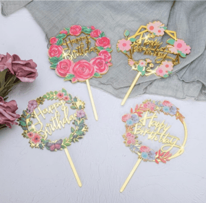 Happy Birthday  tortabeszúró szett - Rózsás (ezüst) - Image 3