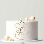 Arany szívek dekorációs torta topper