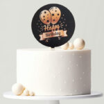 Nyomtatott fa tortabeszúró- Fekete-arany lufis