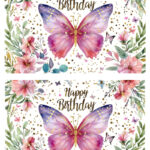 "Happy birthday" ehető üdvözlőkártya - Pillangós (6 darab)