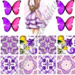 A4 tortaostya szett – Lila ruhás hölgy