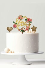 Happy Birthday tortabeszúró szett - Rózsaszín virágos