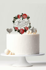 Happy Birthday  tortabeszúró szett - Rózsás (ezüst)