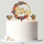 Happy Birthday tortabeszúró szett - Bazsarózsás