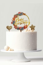 Happy Birthday tortabeszúró szett - Bazsarózsás