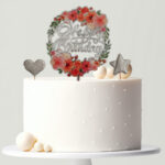 Happy Birthday  tortabeszúró szett - Virágos (ezüst)