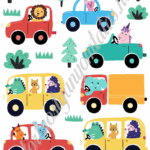 A4 tortaostya szett – Állatok autóban