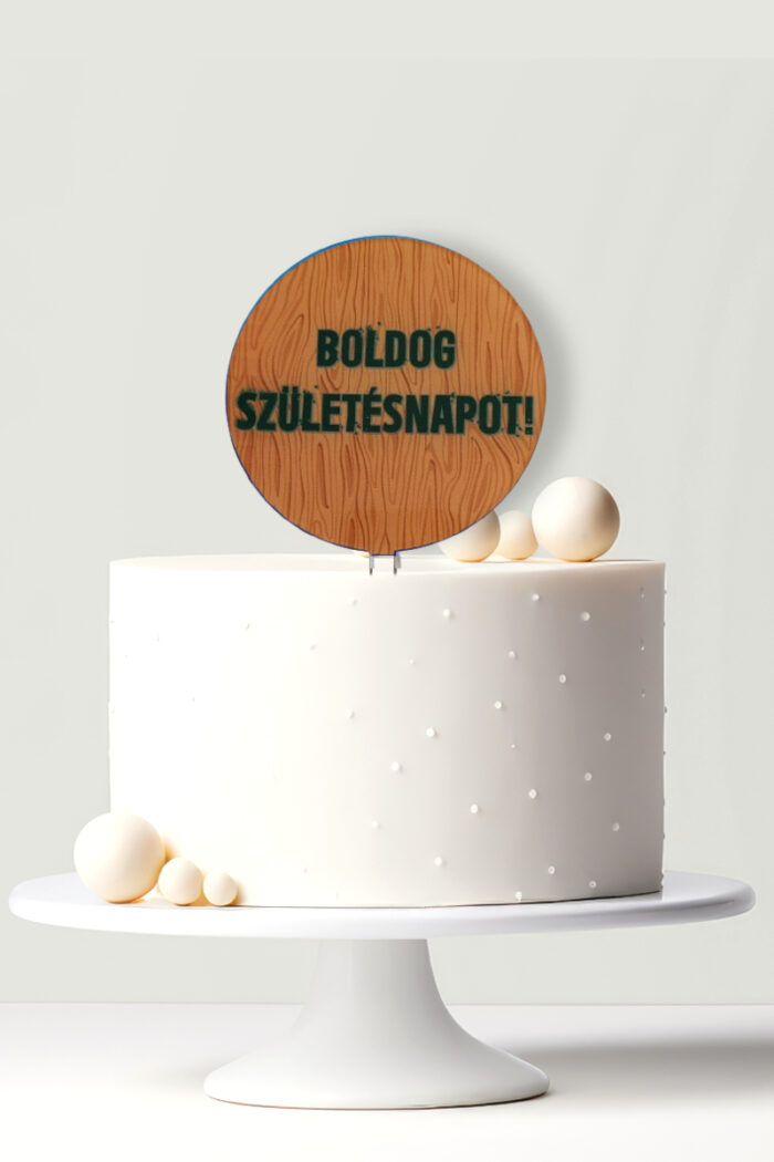 UV nyomtatott akril tortabeszúró - Fa - Image 1