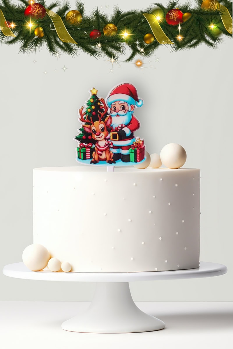 karácsonyi1 UV nyomtatott tortabeszúró-Karácsony 1 - Image 1