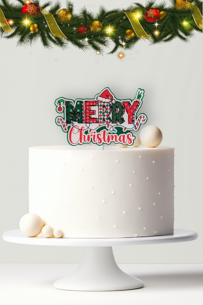 karácsonyi2 UV nyomtatott tortabeszúró-Karácsony 2 - Image 1