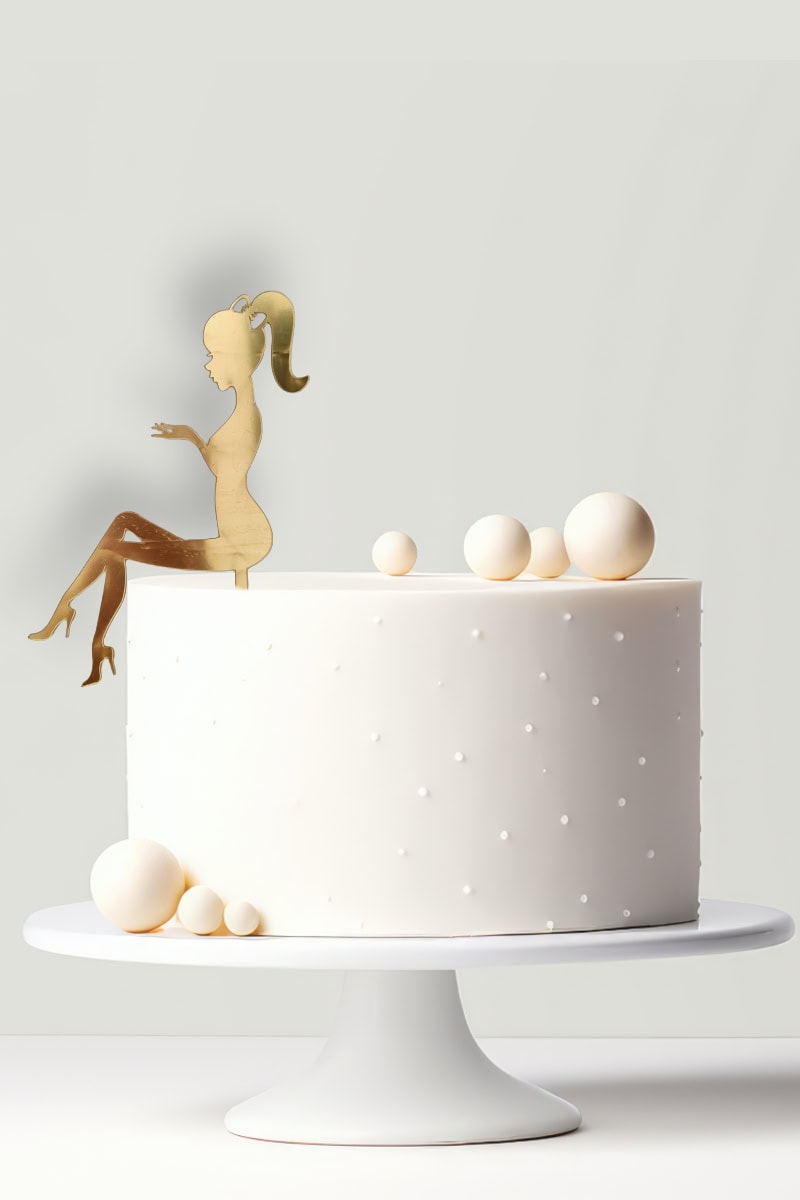 sziluettarany Műanyag tortabeszúró - Arany női sziluett - Image 1
