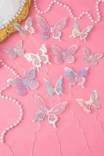 Irizáló pillangó tortadekoráció - 12db