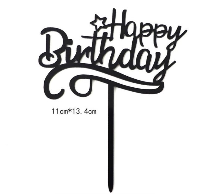 Happy Birthday  tortadekoráció – fekete 2 - Image 2