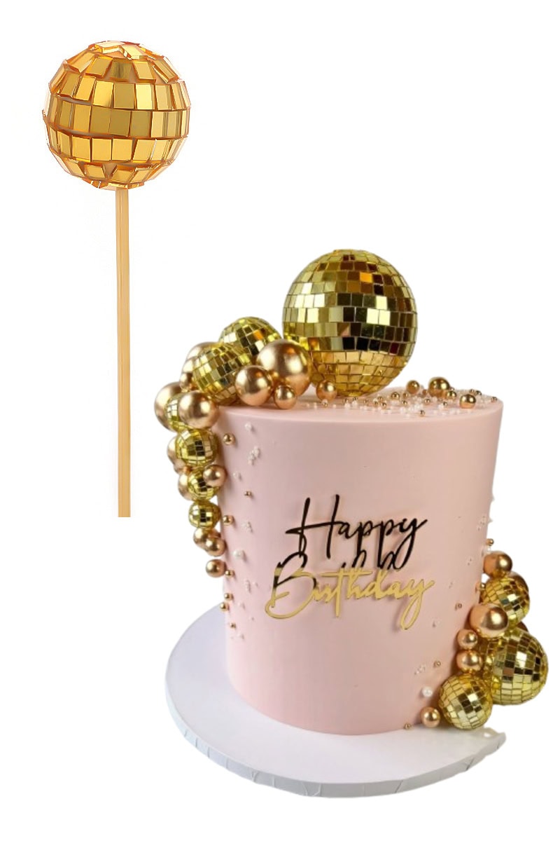 discogömbarany Disco tükörgömb tortadekoráció - 3cm arany - Image 1