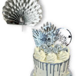 Pálmalevél papír tortadísz -ezüst