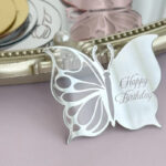 Születésnapi akril pillangó topper – ezüst