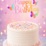 Happy birthday pillangós pasztell tortabeszúró