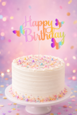 Happy birthday pillangós pasztell tortabeszúró