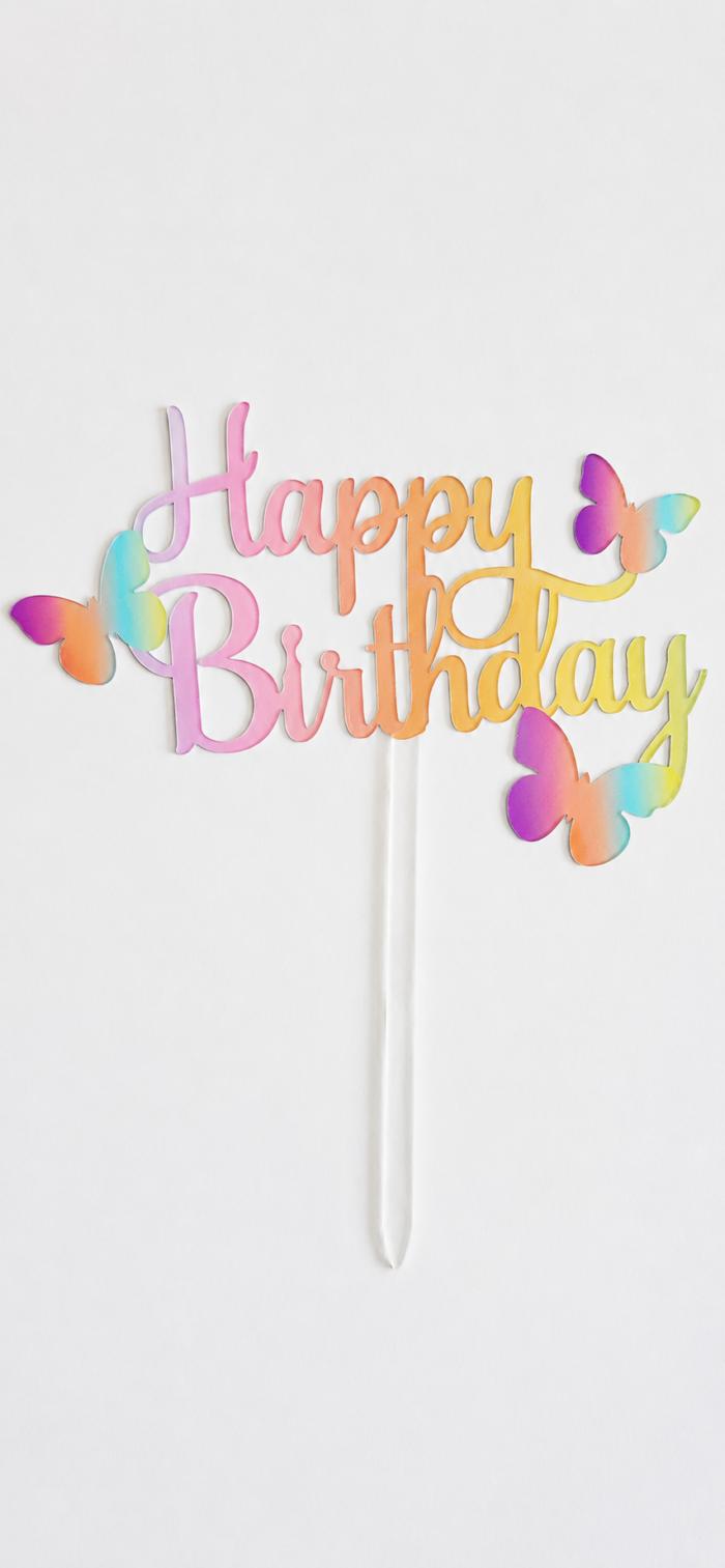 Happy birthday pillangós pasztell tortabeszúró - Image 2