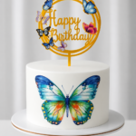Happy Birthday pillangós tortabeszúró – arany színben