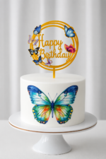 Happy Birthday pillangós tortabeszúró – arany színben