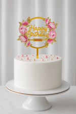 Happy Birthday tortabeszúró - bazsarózsás