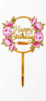 Happy Birthday tortabeszúró - bazsarózsás - Image 2