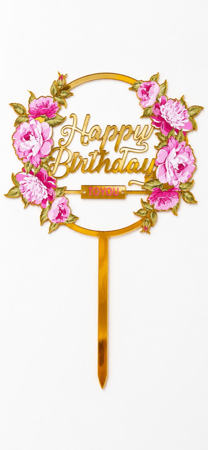 Happy Birthday tortabeszúró - bazsarózsás - Image 2