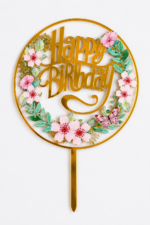 Happy Birthday tortabeszúró - virágos, pillangós - Image 2