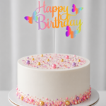 Happy birthday pillangós pasztell tortabeszúró