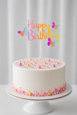 Happy birthday pillangós pasztell tortabeszúró