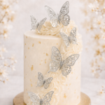 Pillangó ezüst tortadekoráció – 6 db