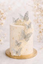 Pillangó ezüst tortadekoráció – 6 db