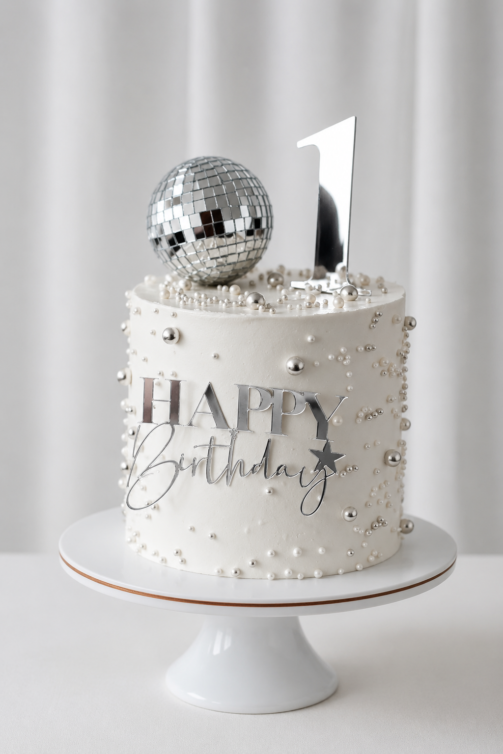 ezüst tükörgömb tortadekoráció Disco tükörgömb tortadekoráció - 5 cm - Image 1