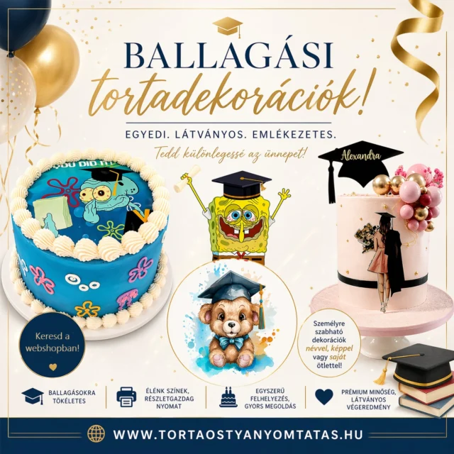 🎓 𝐀 𝐛𝐚𝐥𝐥𝐚𝐠𝐚́𝐬 𝐚𝐳 𝐚 𝐩𝐢𝐥𝐥𝐚𝐧𝐚𝐭, 𝐚𝐦𝐢𝐭 𝐦𝐢𝐧𝐝𝐞𝐧𝐤𝐢 𝐦𝐞𝐠𝐨̋𝐫𝐢𝐳 𝐚𝐳 𝐞𝐦𝐥𝐞́𝐤𝐞𝐢𝐛𝐞𝐧... 𝐞𝐳𝐞́𝐫𝐭 𝐚𝐳 𝐮̈𝐧𝐧𝐞𝐩𝐢 𝐭𝐨𝐫𝐭𝐚 𝐢𝐬 𝐥𝐞𝐠𝐲𝐞𝐧 𝐢𝐥𝐲𝐞𝐧!
🎓 Precízen megtervezett tortadekorációink segítenek abban, hogy az ünnepi torta kifinomult, személyes és emlékezetes legyen.
Letisztult grafikák, harmonikus színek és precíz nyomtatás - minden részlet a tökéletes végeredményt szolgálja.
#tortaostyanyomtatás #ballagás #diploma #ballagásitorta #desszertdekoratőr
